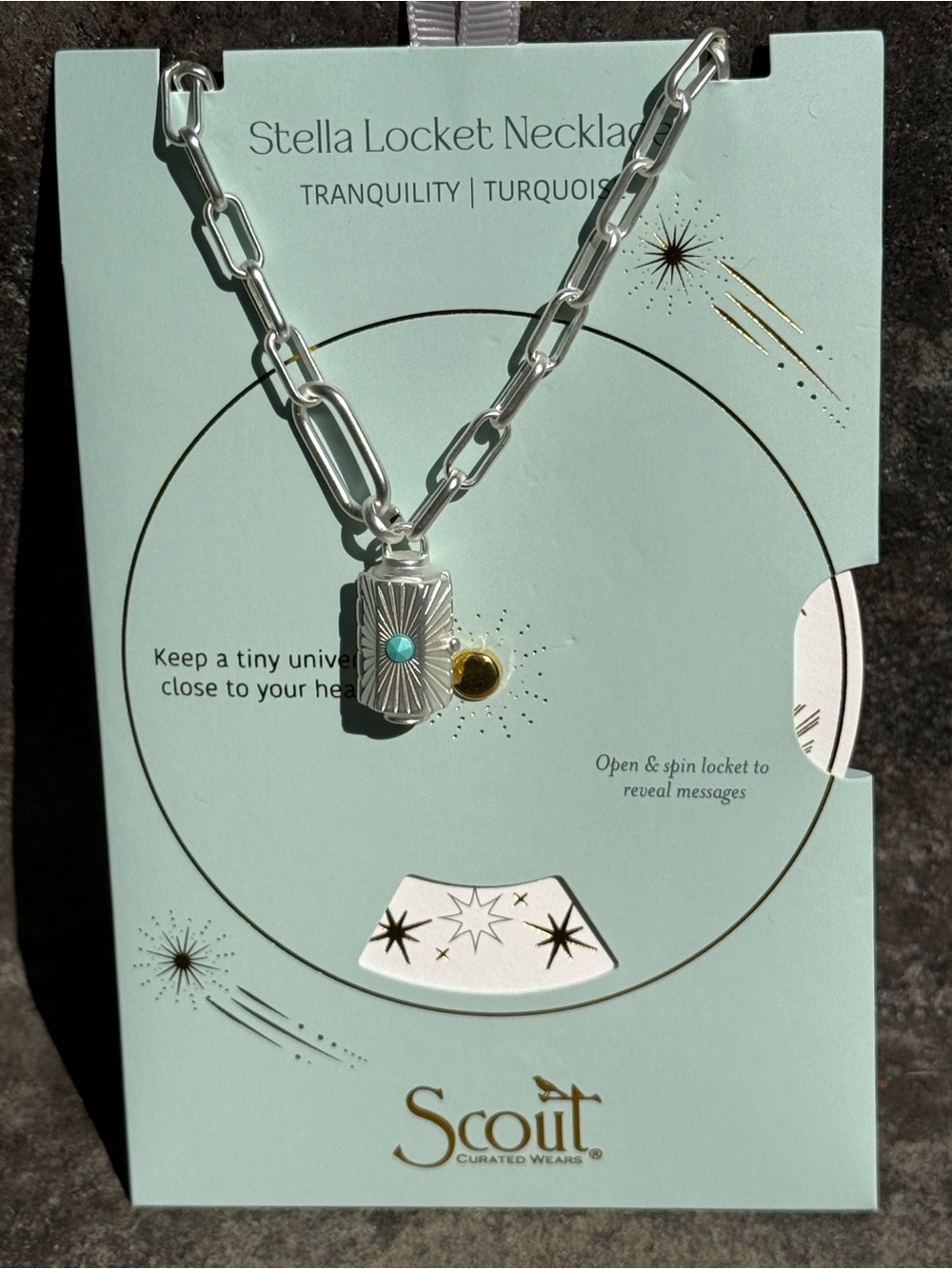 Scout Stella Turquoise Spinning Locket Necklace in Silver